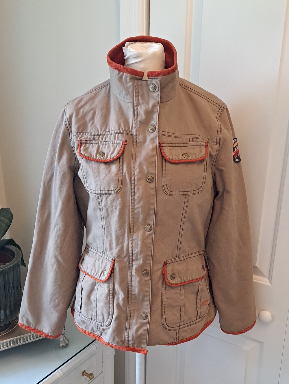 Horseware Ireland Womens Khaki Riding/Equestrian Chore Jacket Orange Corduroy XS